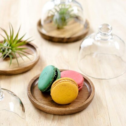 Wooden Plate and Glass Dome for Desserts - Image 2