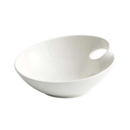 Ceramic White Bowl with Curved Rim for Salad - Image 2