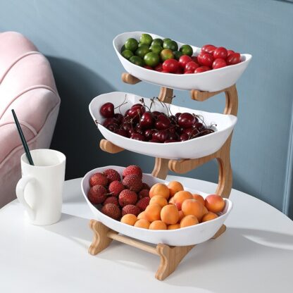 Plastic Three Layer Snack Dish and Fruit - Image 2