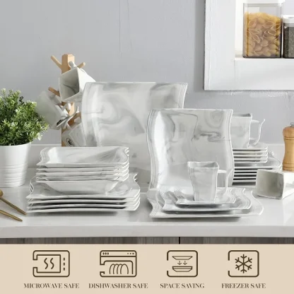 Luxury Dining Set with Marble Design - Image 4